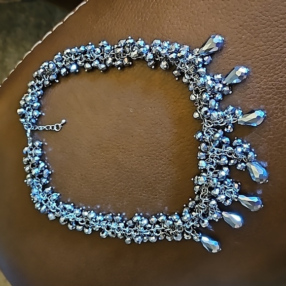 VTG Silver Mirror Crystal Cluster Bead Chainmaille Formal Castlecore Necklace - Picture 2 of 8